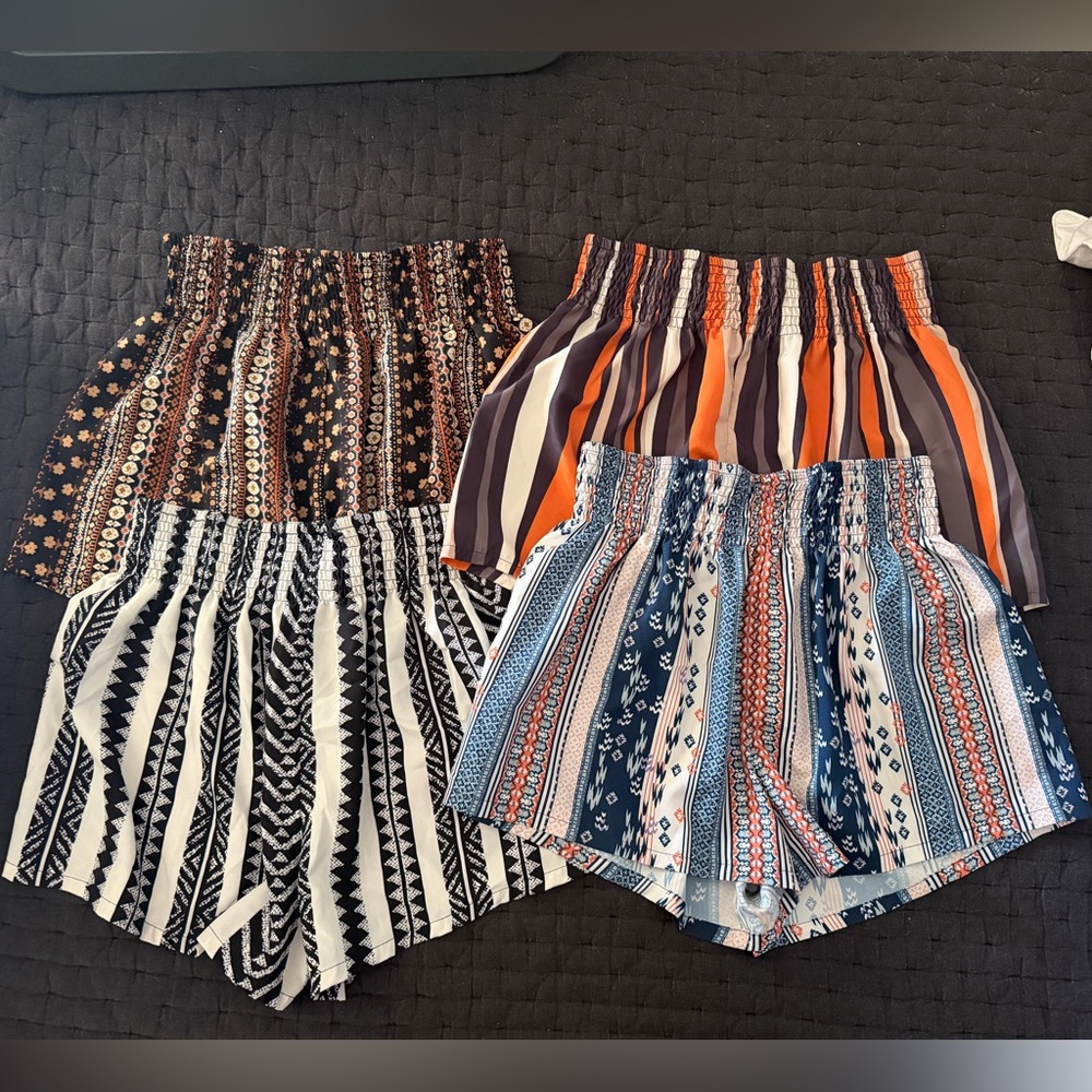 Lot of 4 - SHEIN - Shorts - High Waist - Vacation - Beach - Stretch - Large